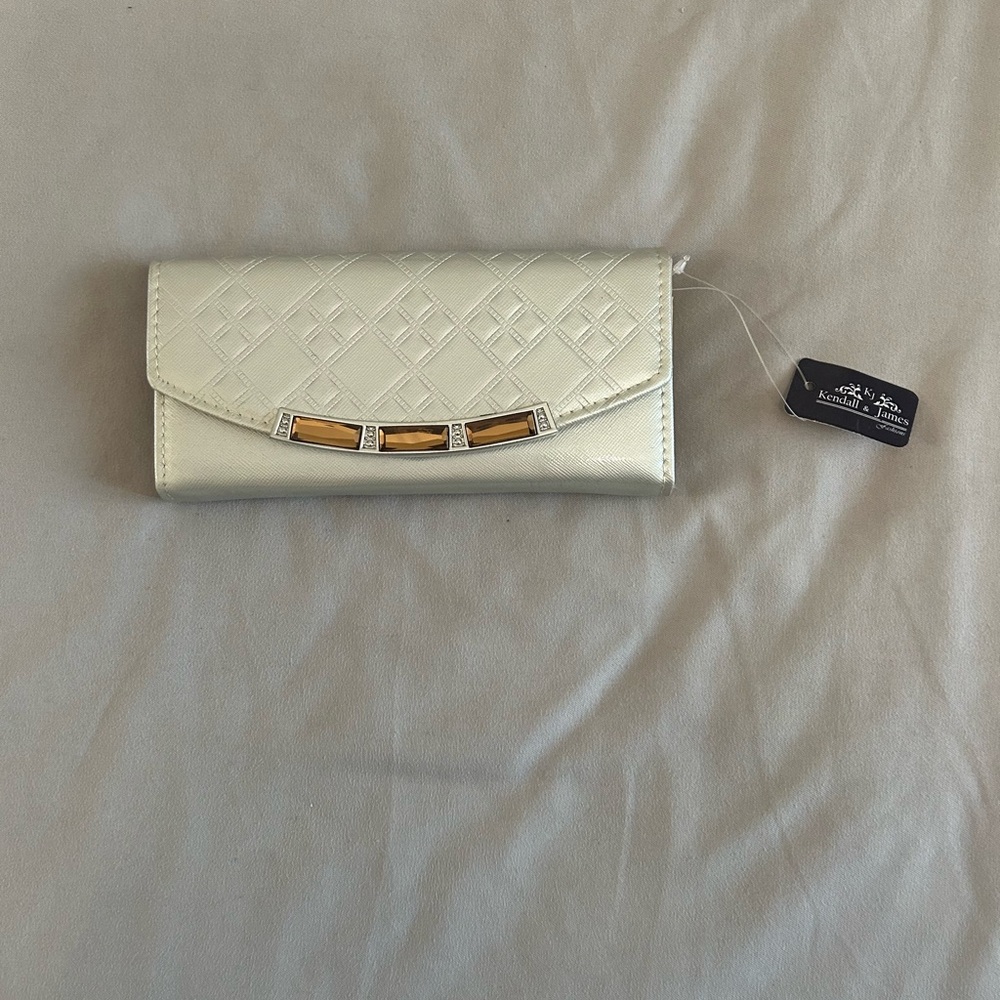 (NWT) Elegant Kendall & James - Clutch Crossbody Purse Textured Bejewel